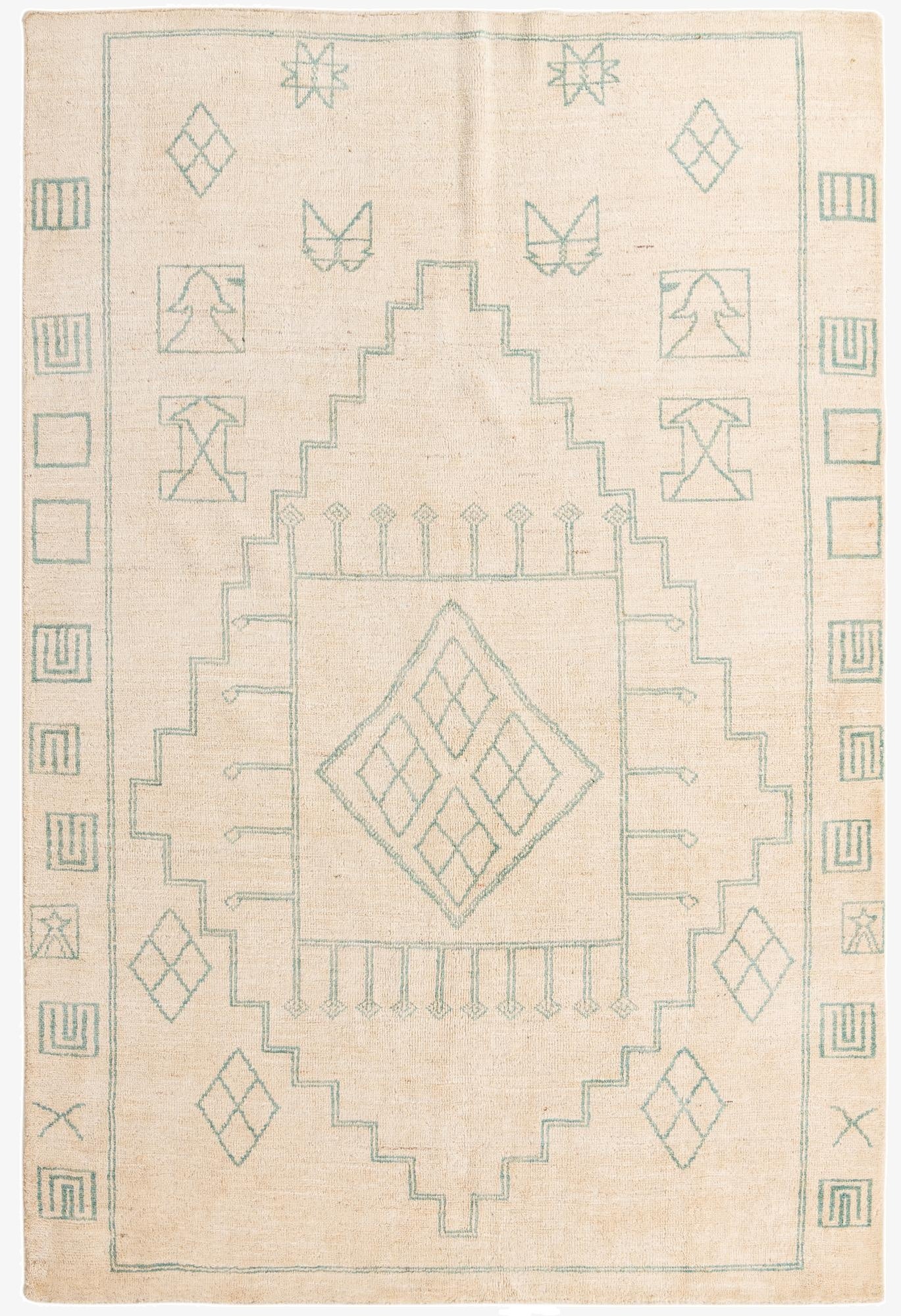 6' 6 x 9' 8  Hand Knotted Moroccan Wool Rug