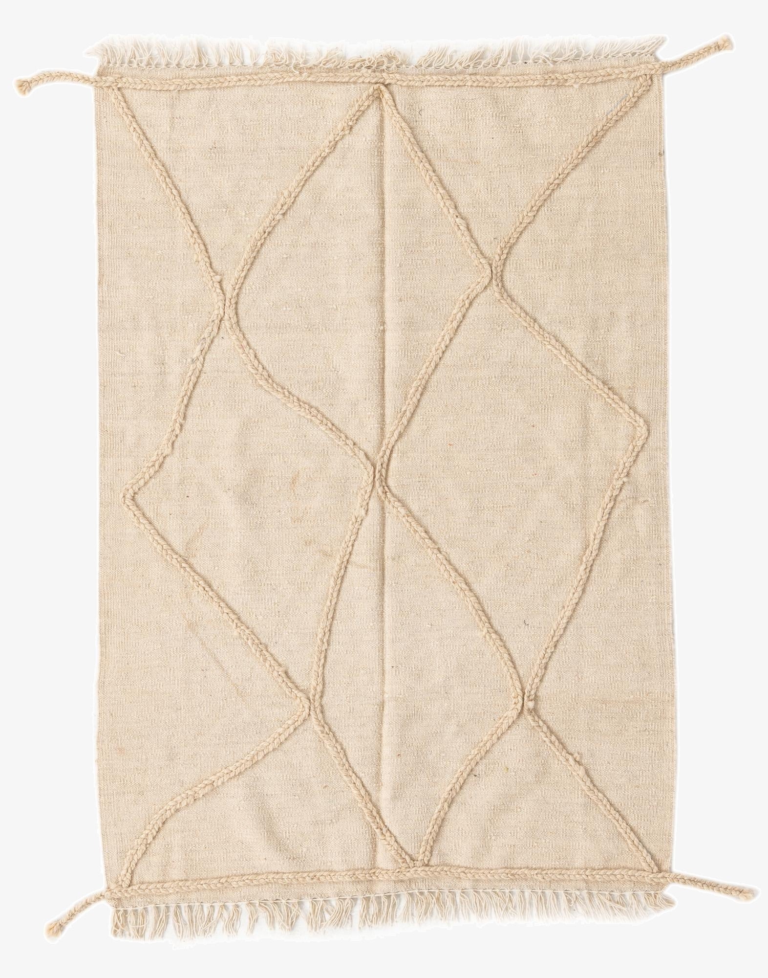 3' 4 x 4' 11  Hand Knotted Moroccan Wool Rug