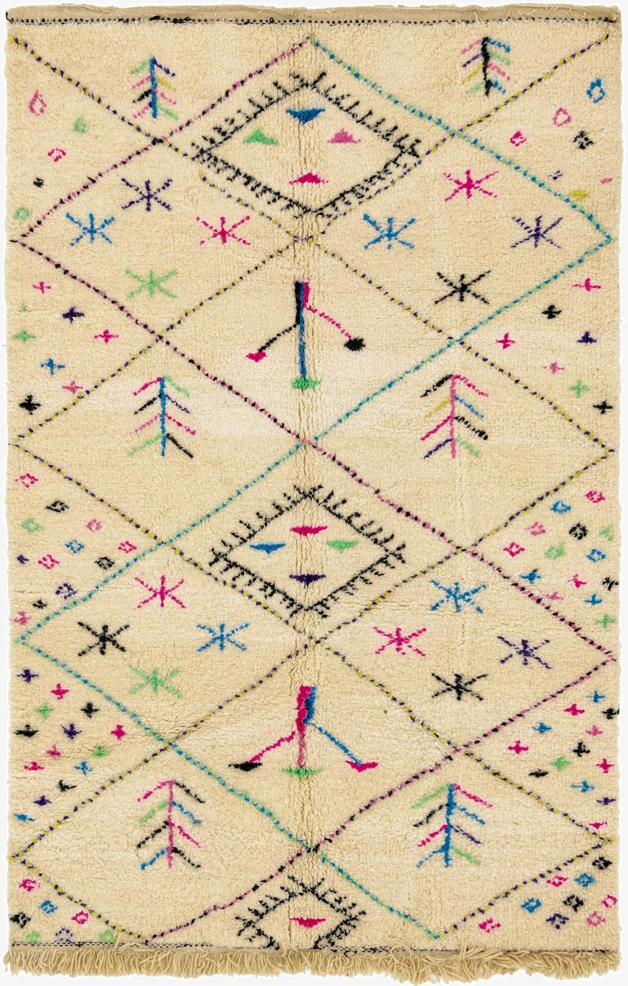 5' x 8'  Hand Knotted Moroccan Wool Rug