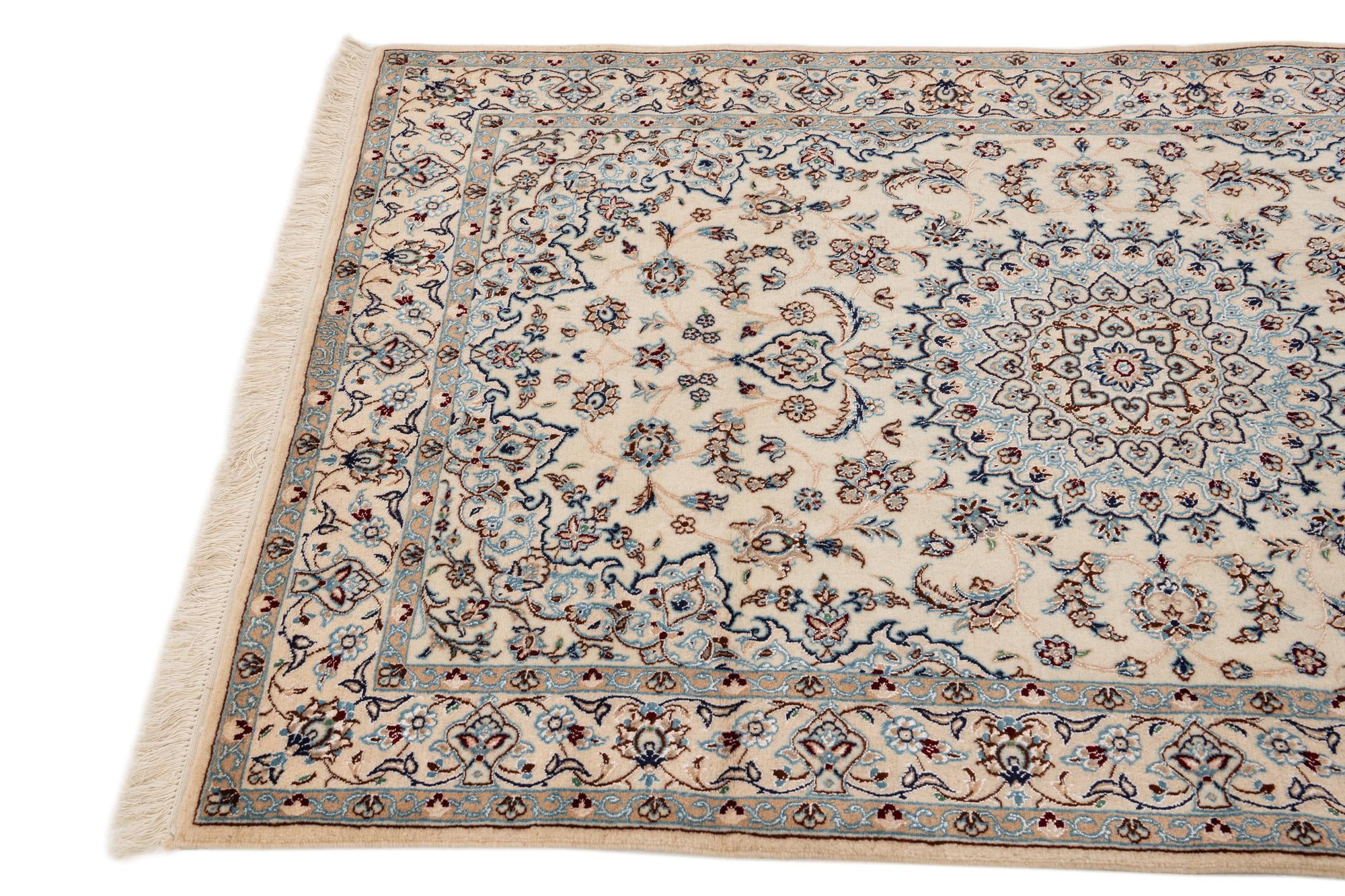 3' 4 x 5' 3 Hand Knotted Nain Persian Rug