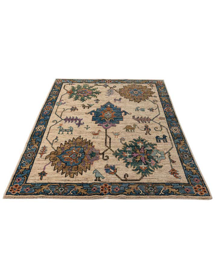 6' 1 x 9' 2 Hand Knotted Oushak Wool Rug