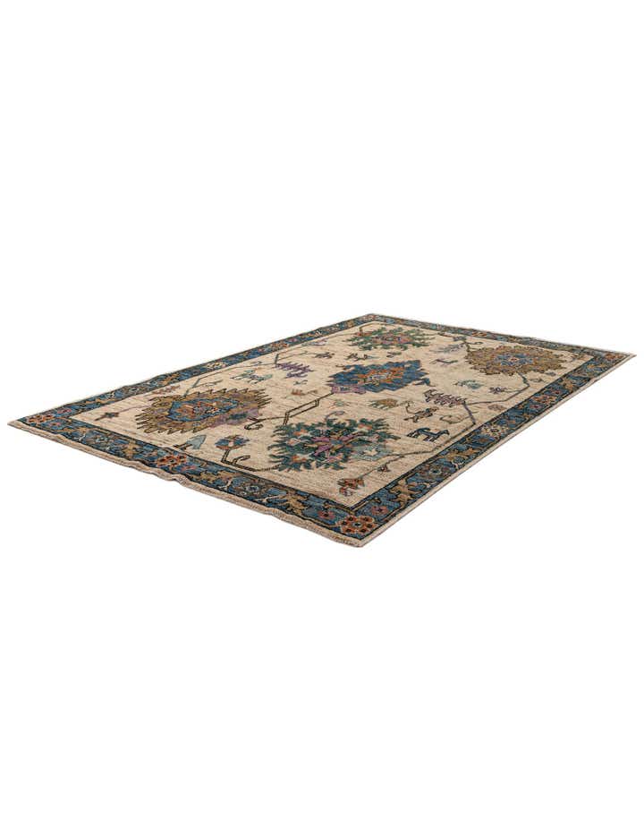 6' 1 x 9' 2 Hand Knotted Oushak Wool Rug