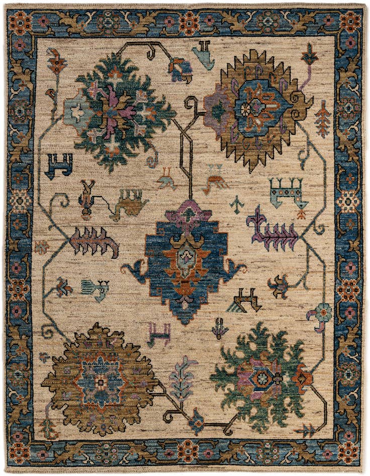 Detail image of 6' 1 x 9' 2 Hand Knotted Oushak Wool Rug