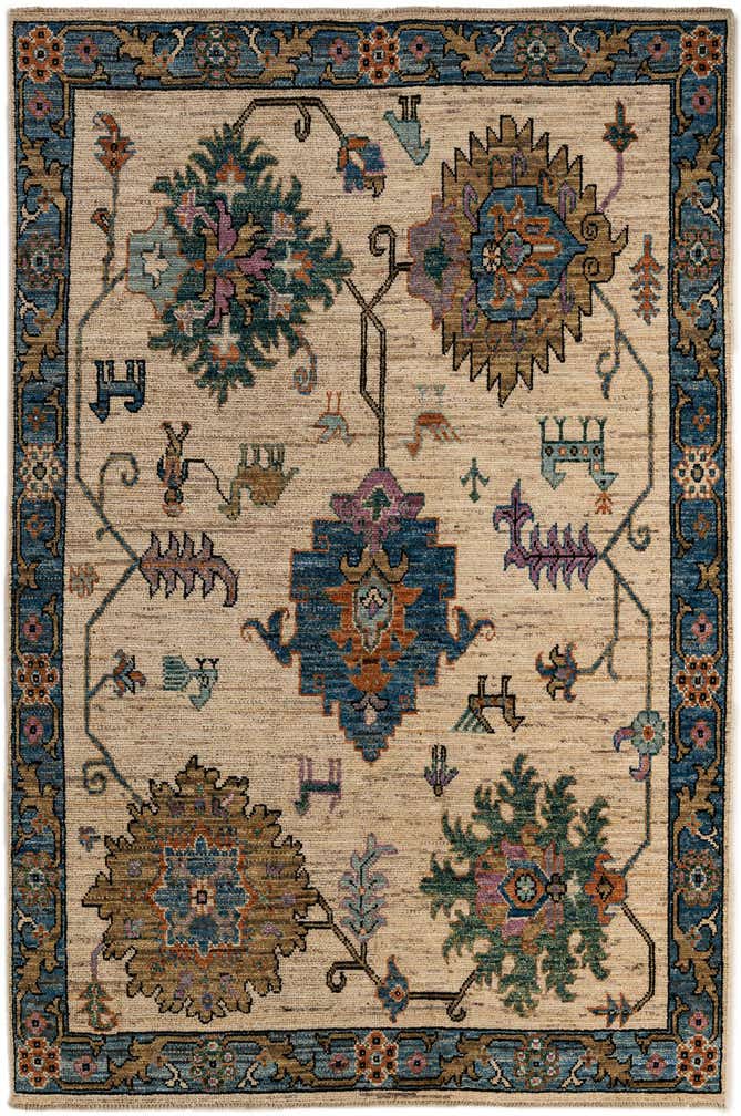 6' 1 x 9' 2 Hand Knotted Oushak Wool Rug