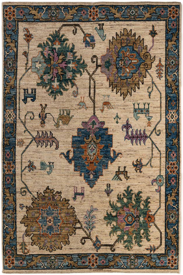 Detail image of 6' 1 x 9' 2 Hand Knotted Oushak Wool Rug