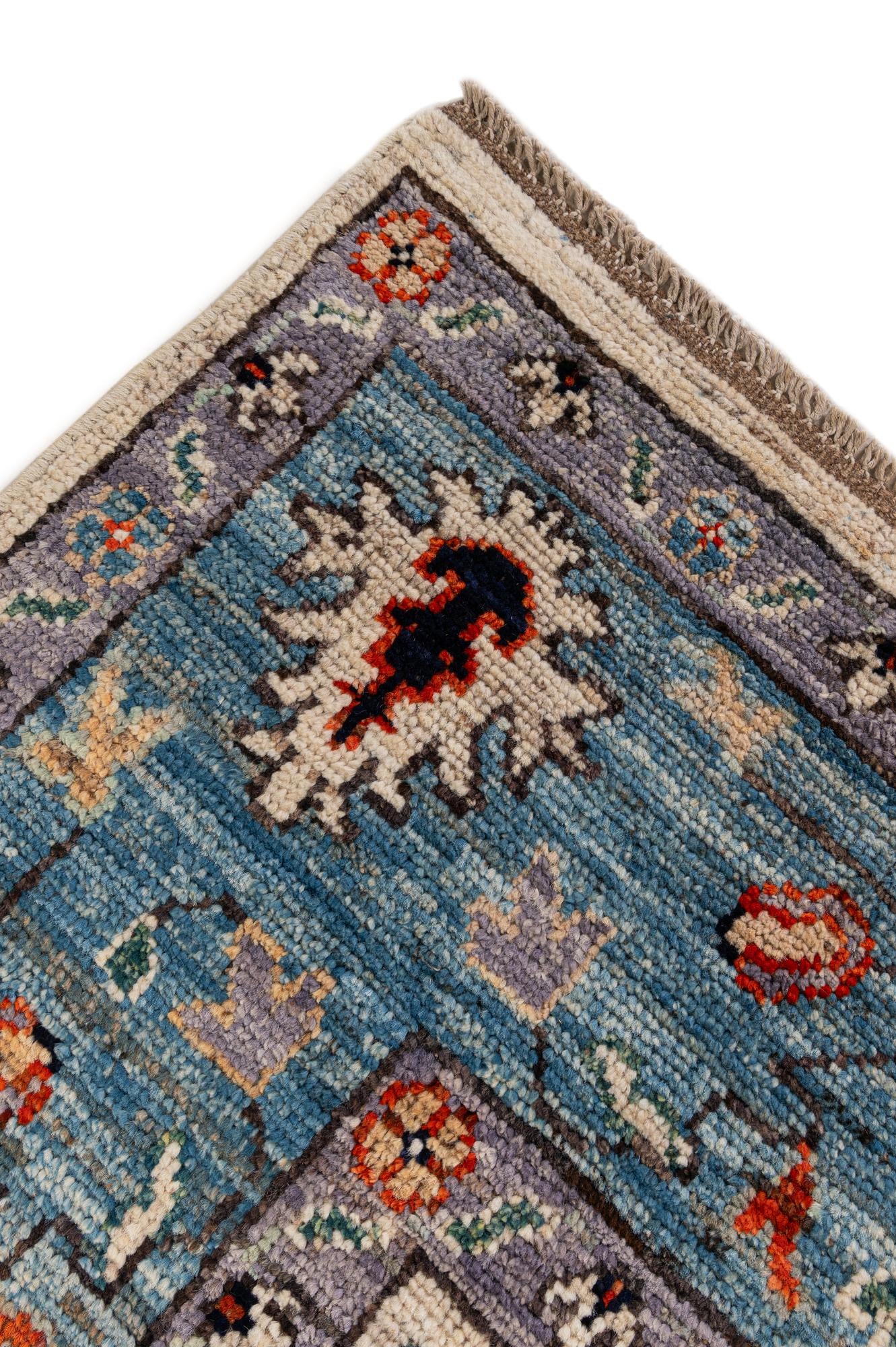 9' 4 x 12' 2 Hand Knotted Oushak Wool Rug