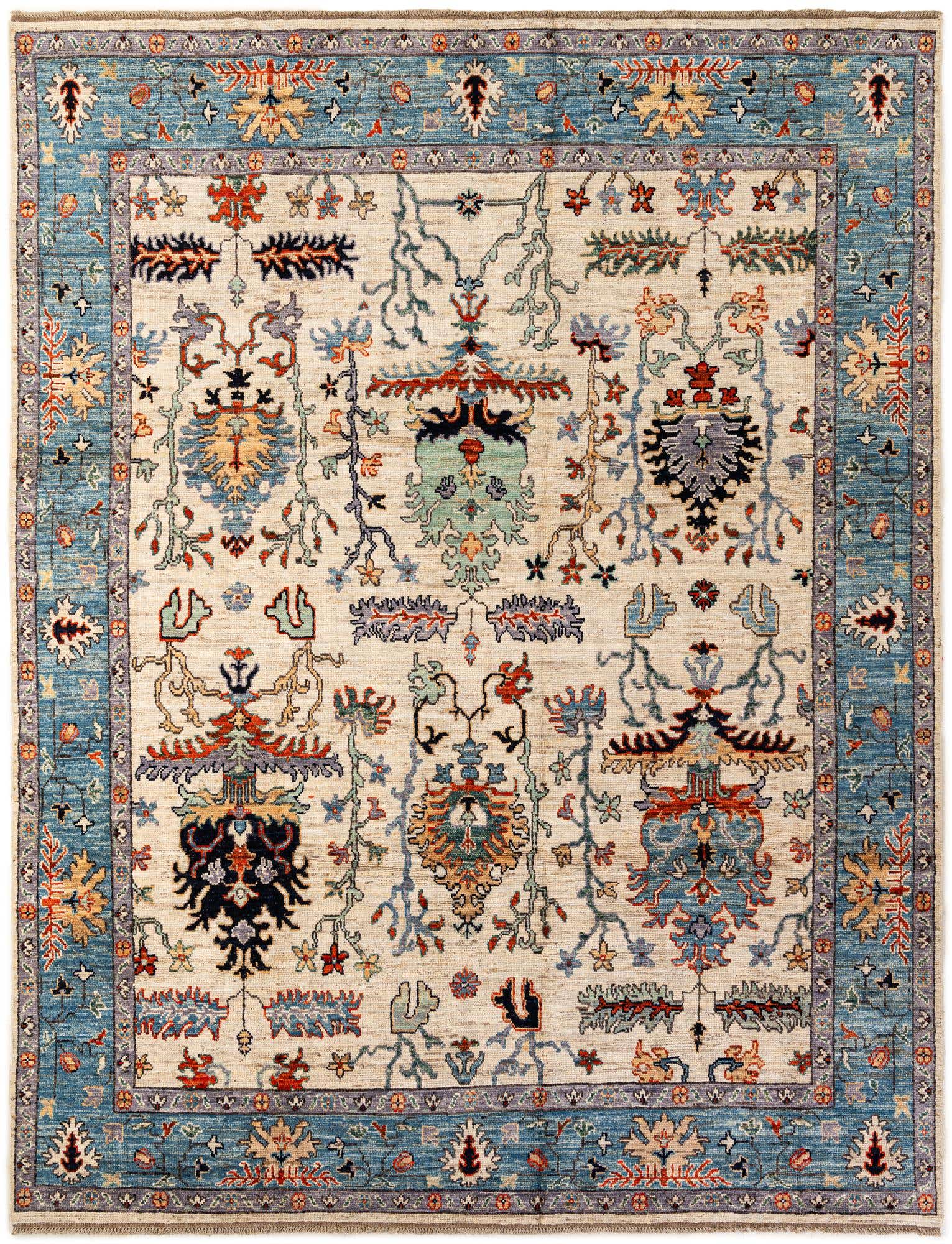 9' 4 x 12' 2 Hand Knotted Oushak Wool Rug