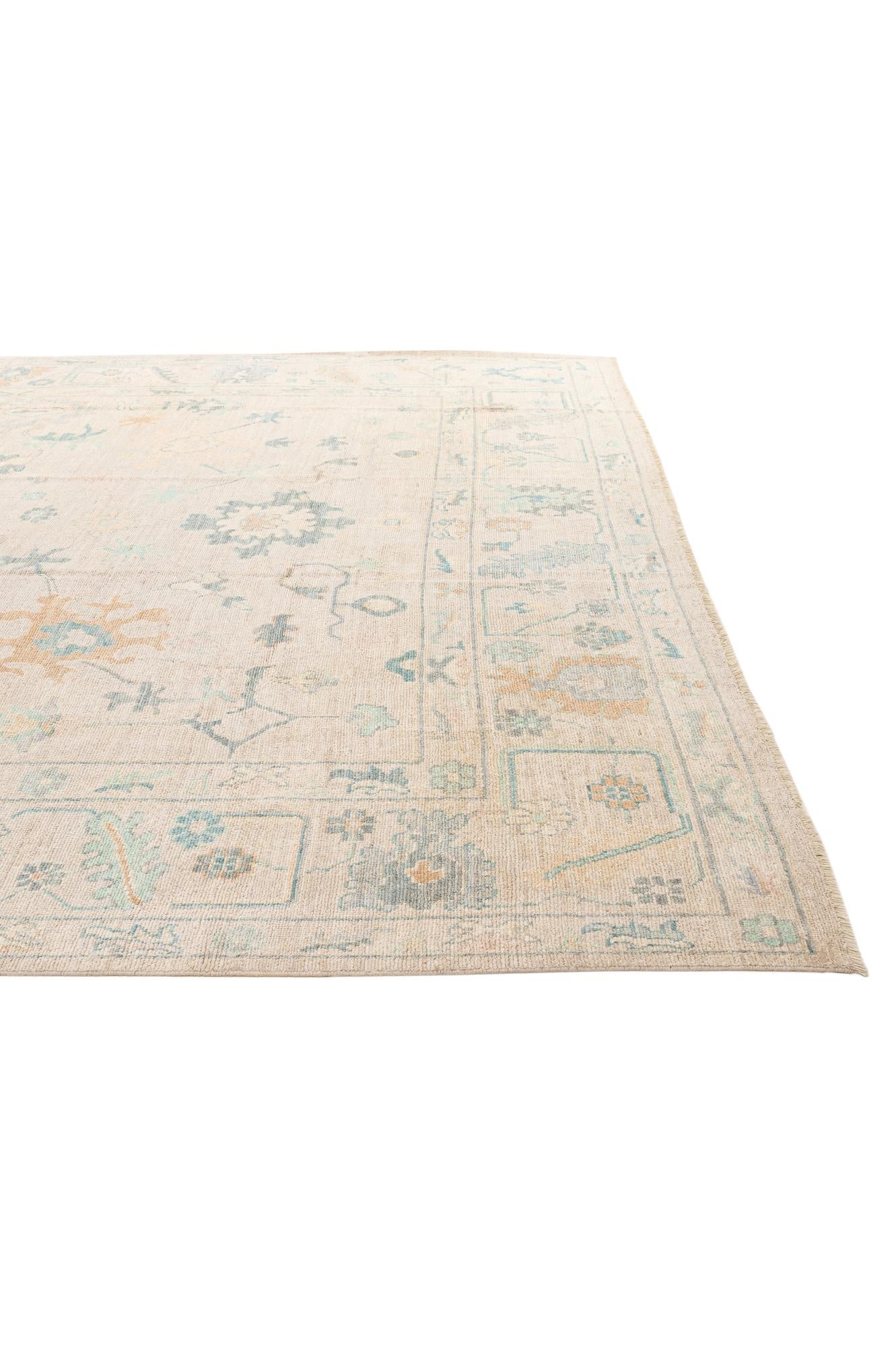 12' 2 x 14' 11 Hand Knotted Oushak Wool Rug