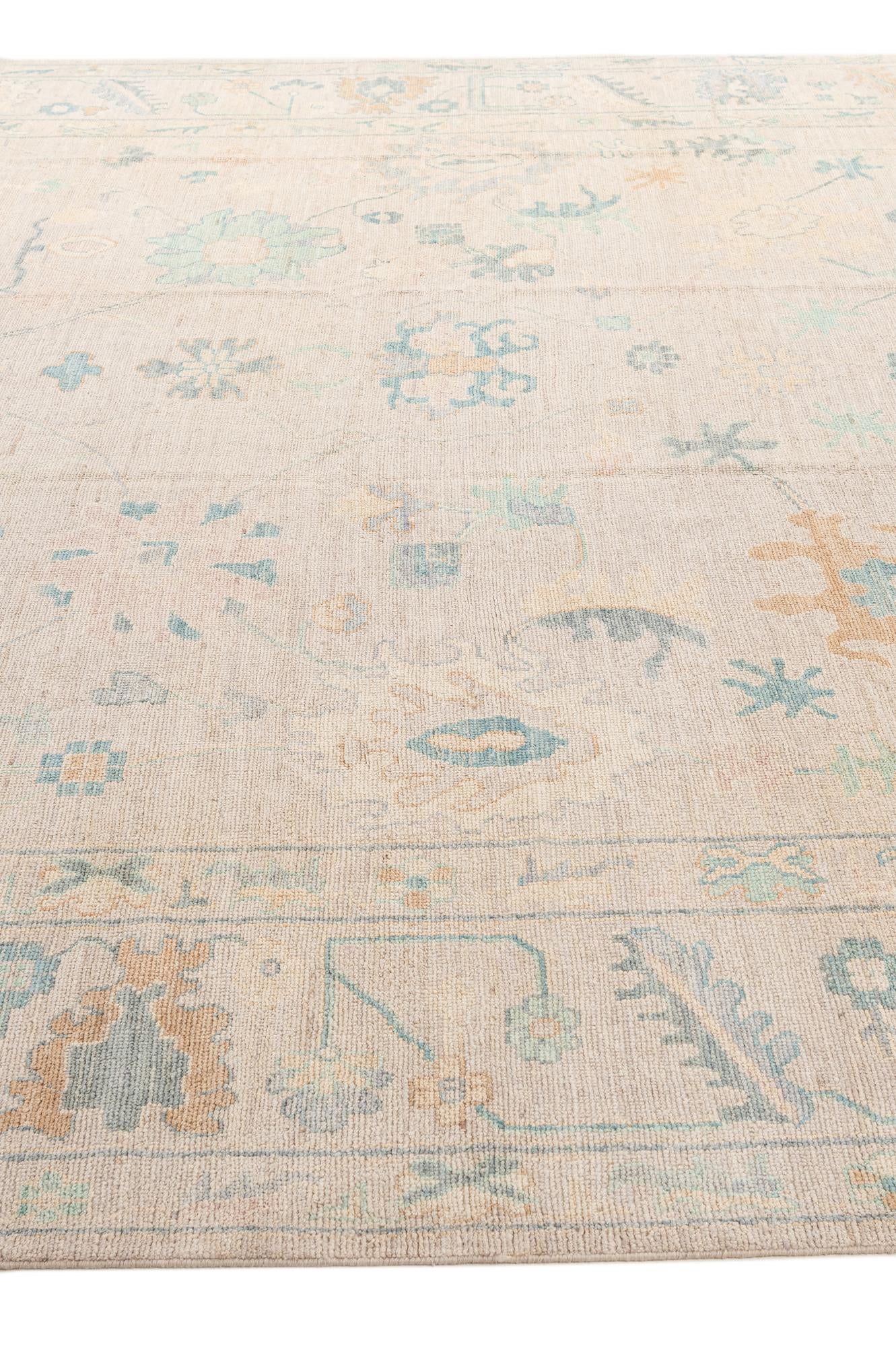 12' 2 x 14' 11 Hand Knotted Oushak Wool Rug