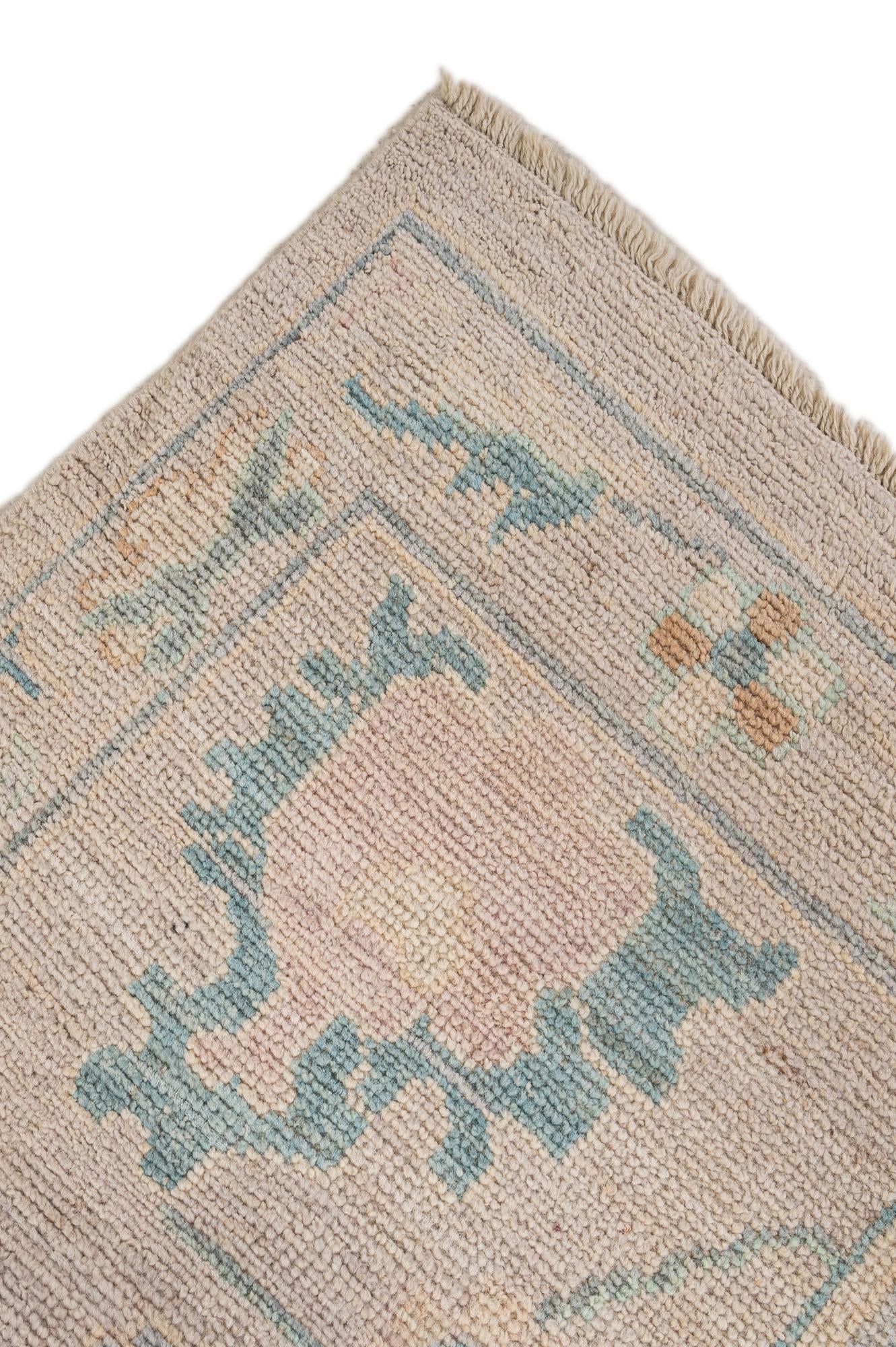 12' 2 x 14' 11 Hand Knotted Oushak Wool Rug