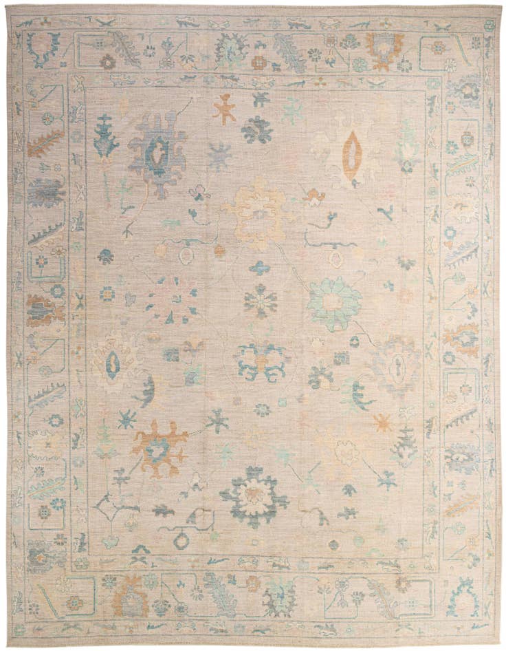 Detail image of 12' 2 x 14' 11 Hand Knotted Oushak Wool Rug