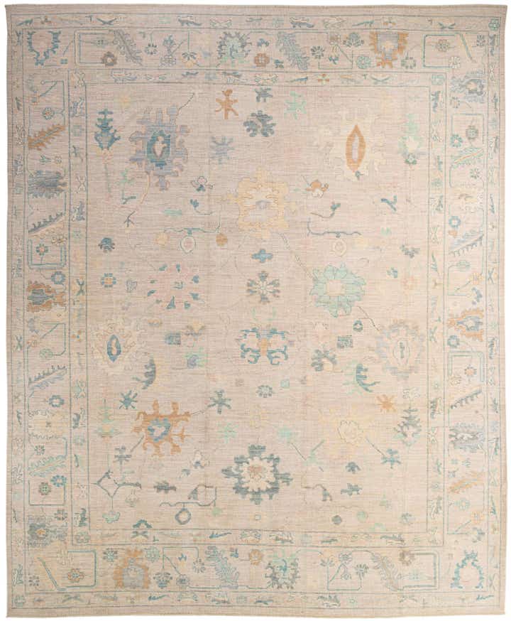 12' 2 x 14' 11 Hand Knotted Oushak Wool Rug