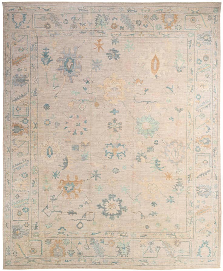 Detail image of 12' 2 x 14' 11 Hand Knotted Oushak Wool Rug