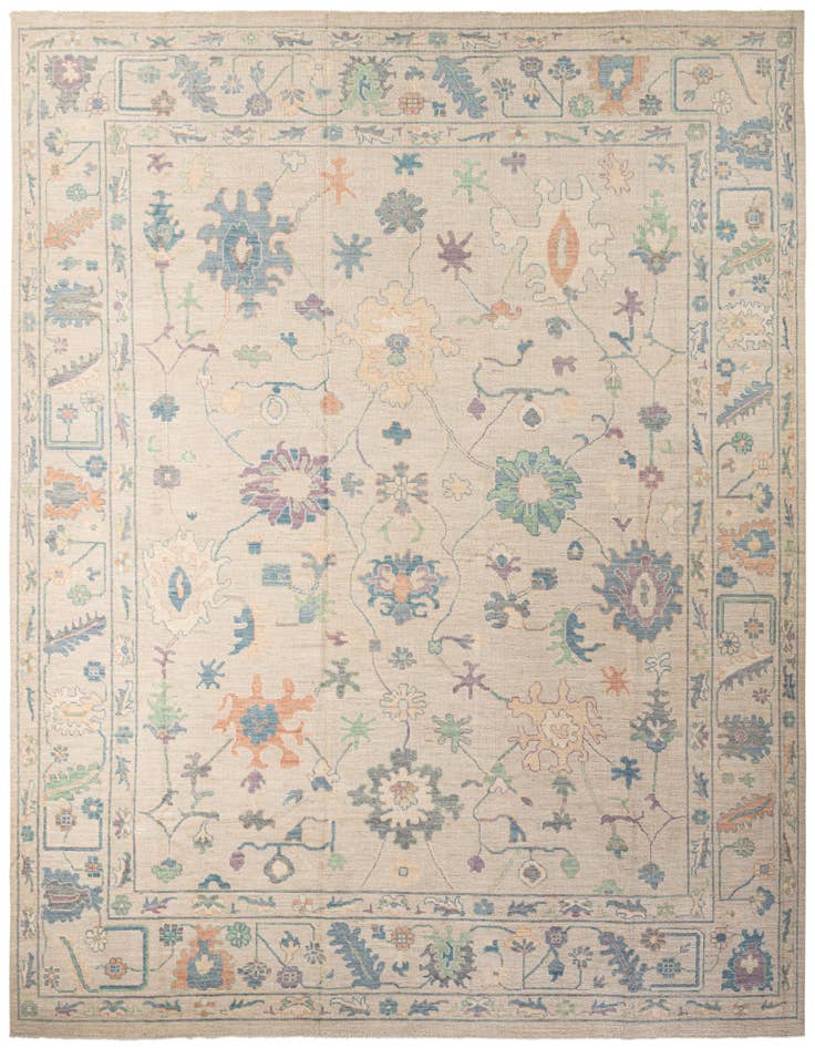 Detail image of 12' 2 x 15' Hand Knotted Oushak Wool Rug