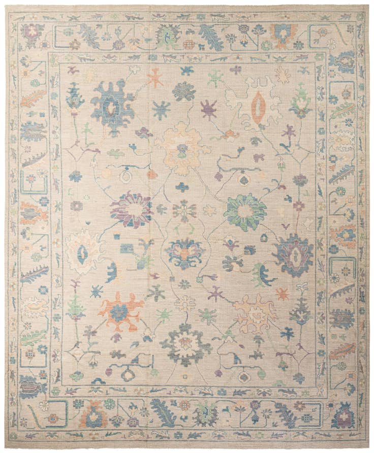 Detail image of 12' 2 x 15' Hand Knotted Oushak Wool Rug