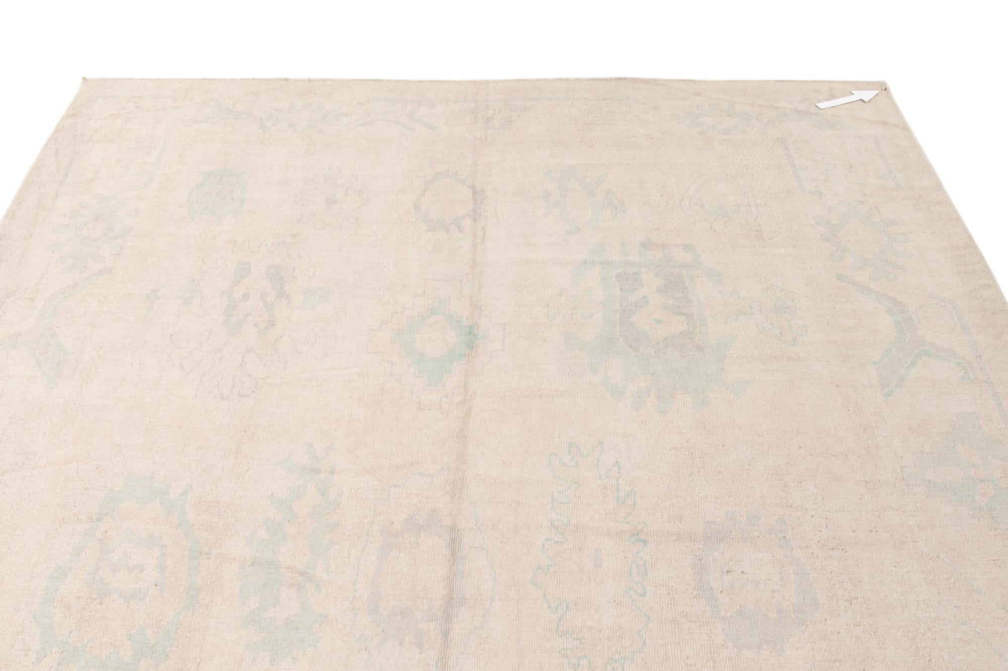8' 7 x 11' 6 Hand Knotted Oushak Wool Rug