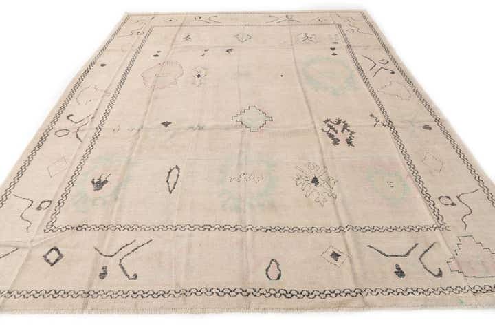9' 2 x 11' 5 Hand Knotted Oushak Wool Rug