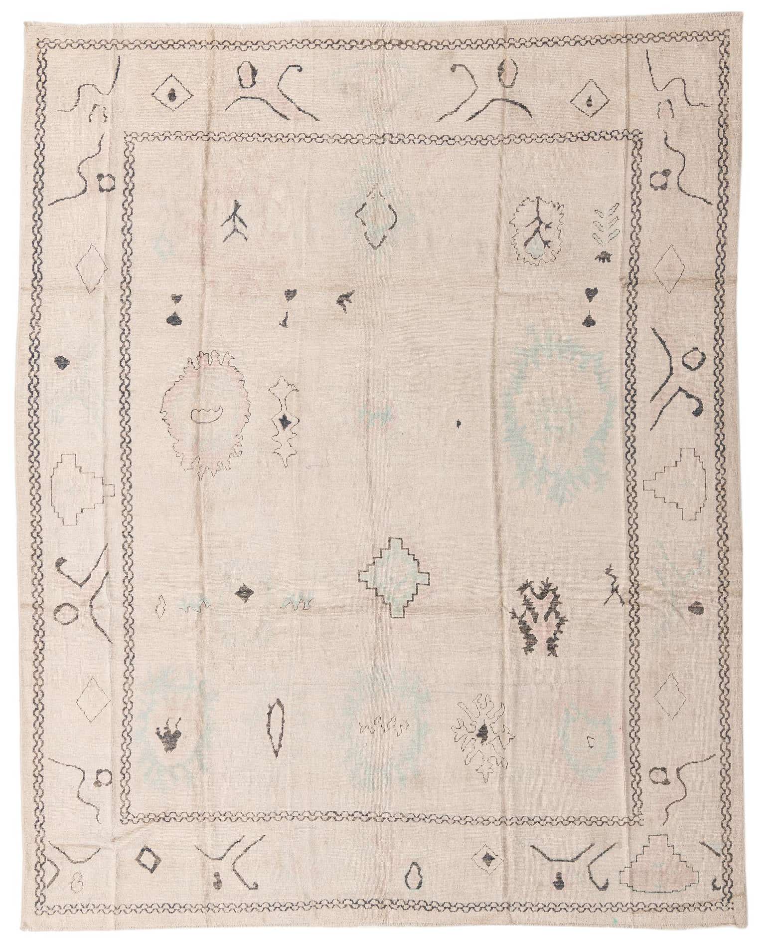 9' 2 x 11' 5 Hand Knotted Oushak Wool Rug