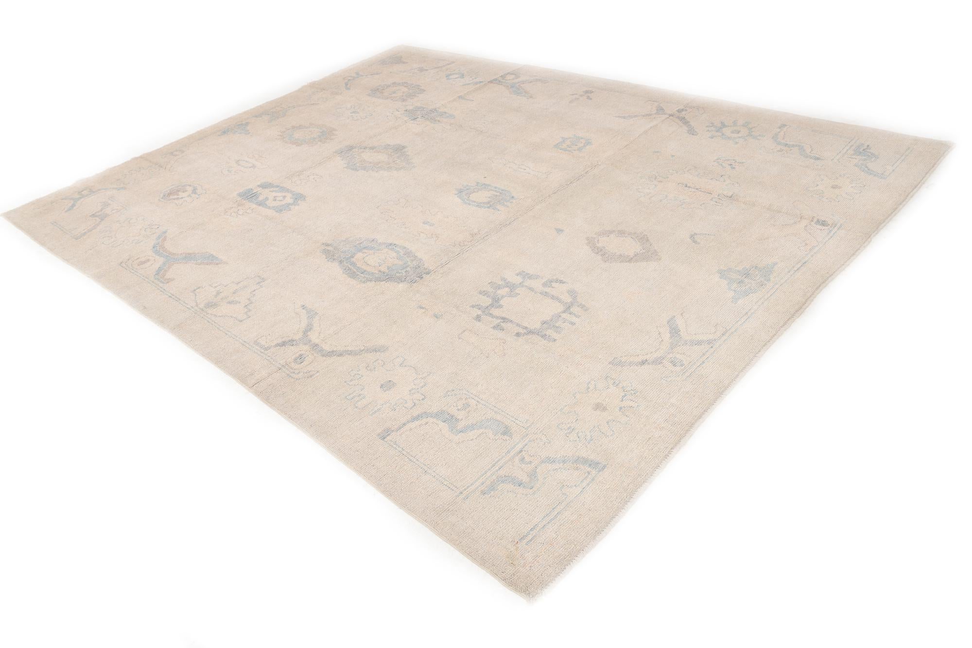 9' x 11' 4 Hand Knotted Oushak Wool Rug