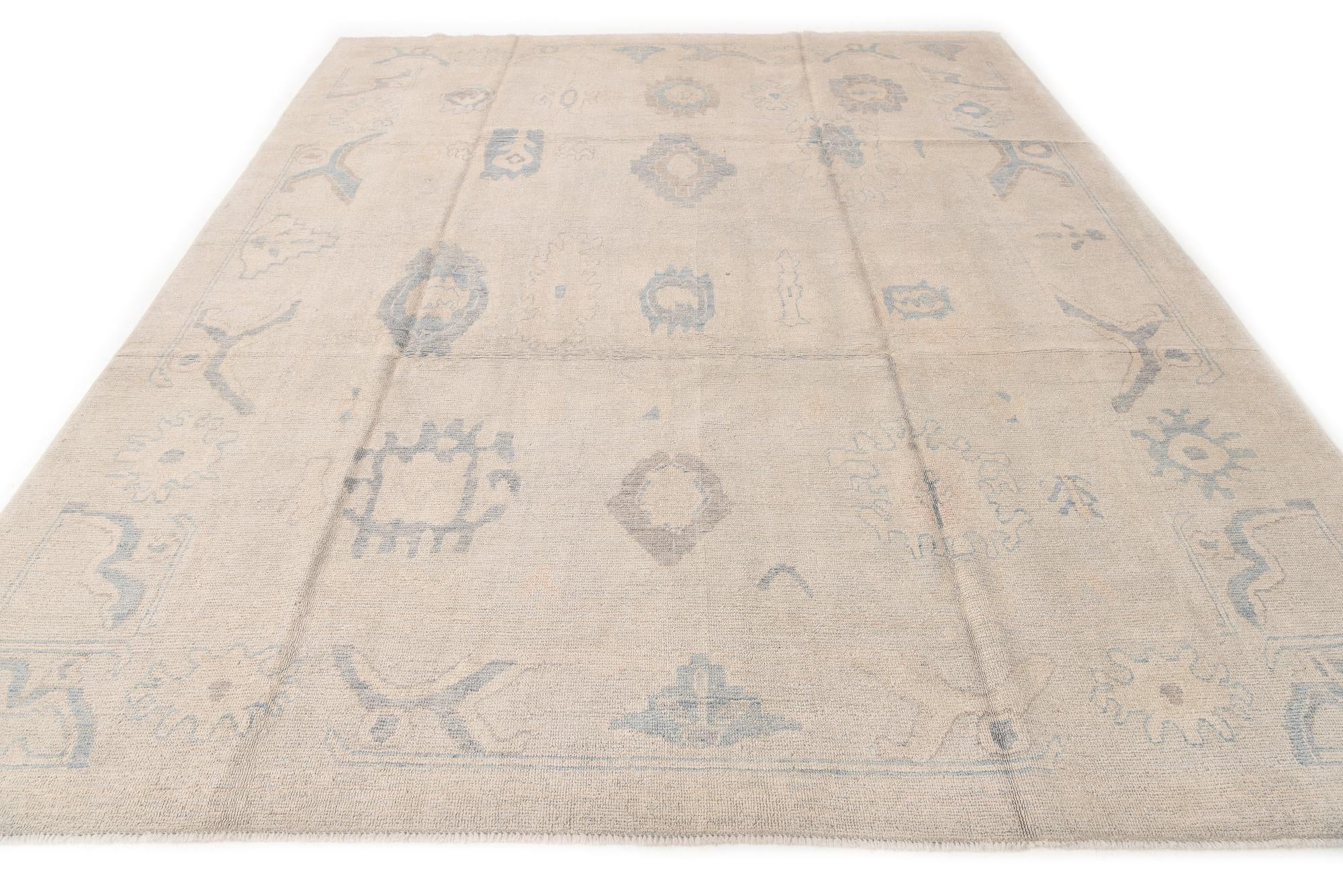 9' x 11' 4 Hand Knotted Oushak Wool Rug