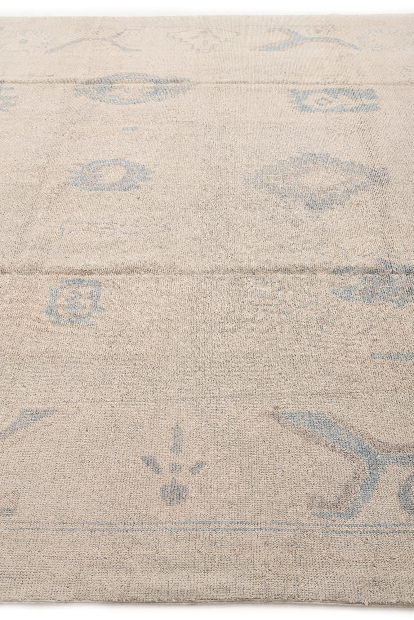 9' x 11' 4 Hand Knotted Oushak Wool Rug