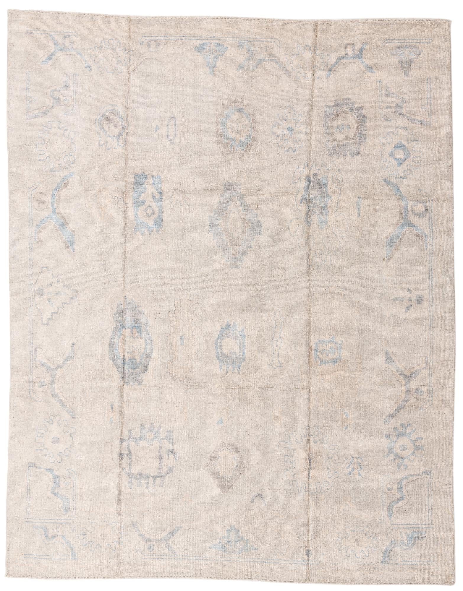 9' x 11' 4 Hand Knotted Oushak Wool Rug