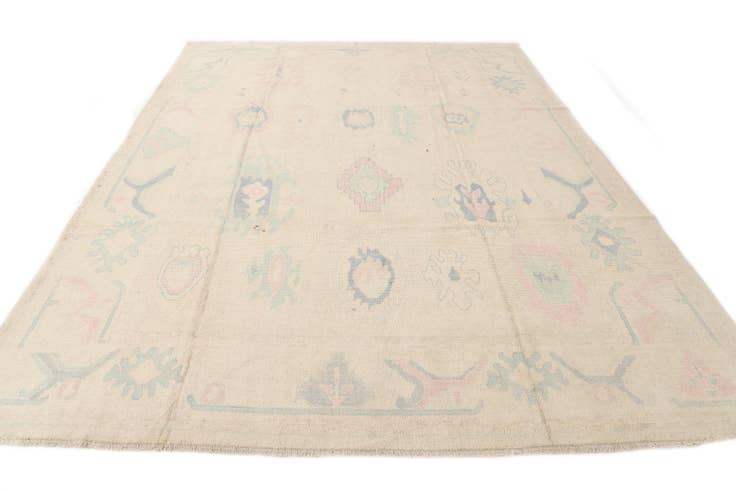 Detail image of 8' 10 x 11' 5 Hand Knotted Oushak Wool Rug