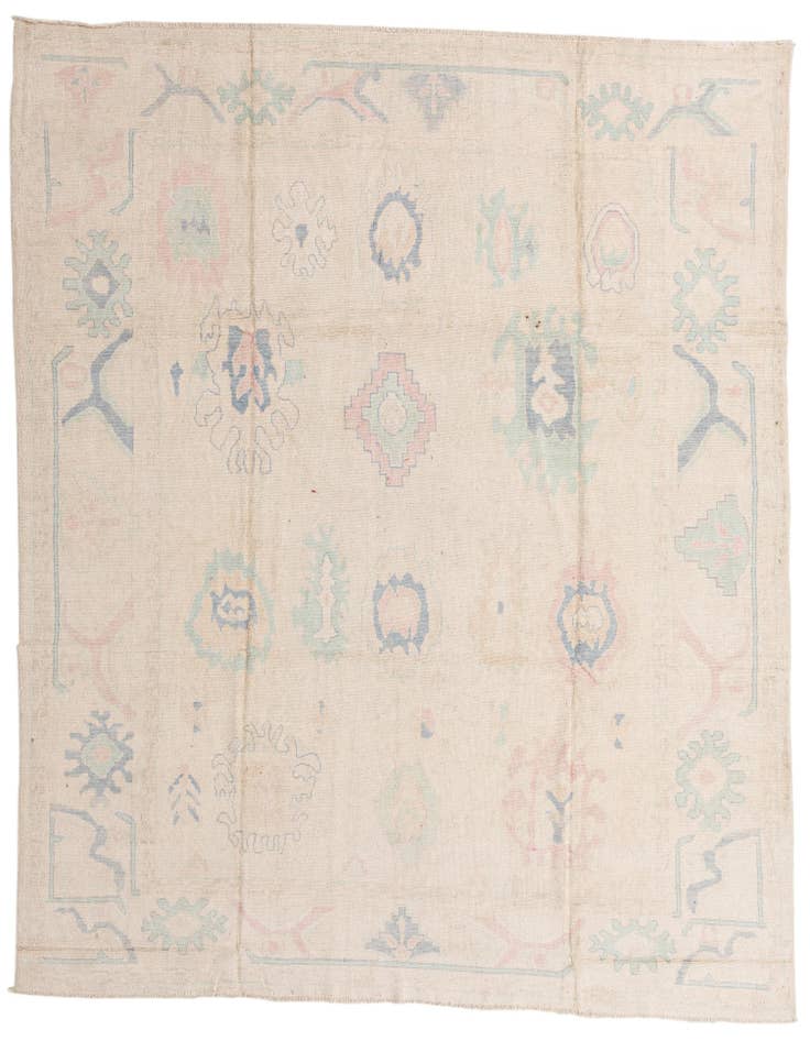 Detail image of 8' 10 x 11' 5 Hand Knotted Oushak Wool Rug
