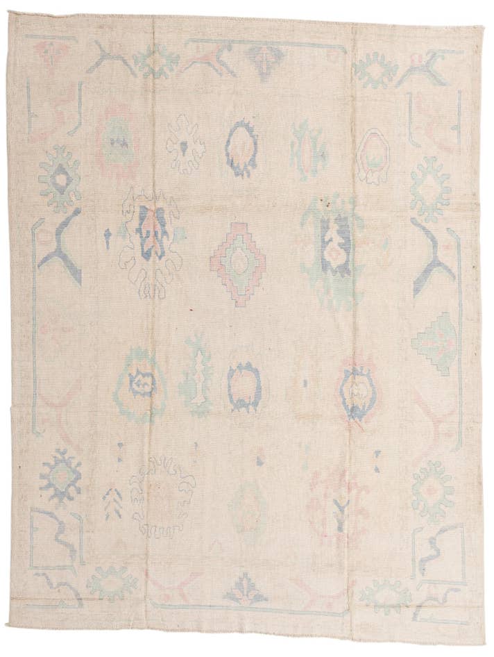Detail image of 8' 10 x 11' 5 Hand Knotted Oushak Wool Rug