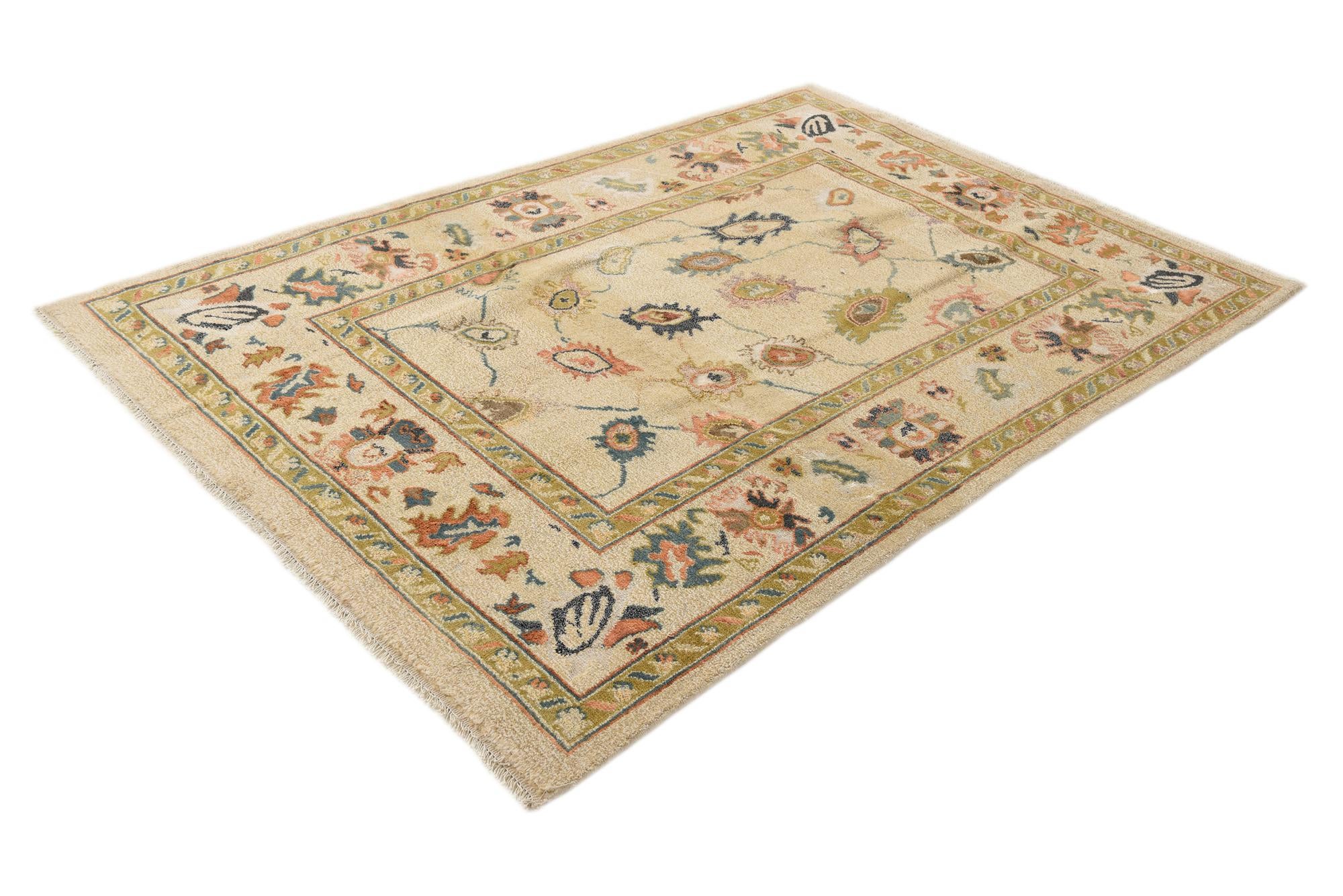 5' 7 x 8' 3 Hand Knotted Oushak Rug