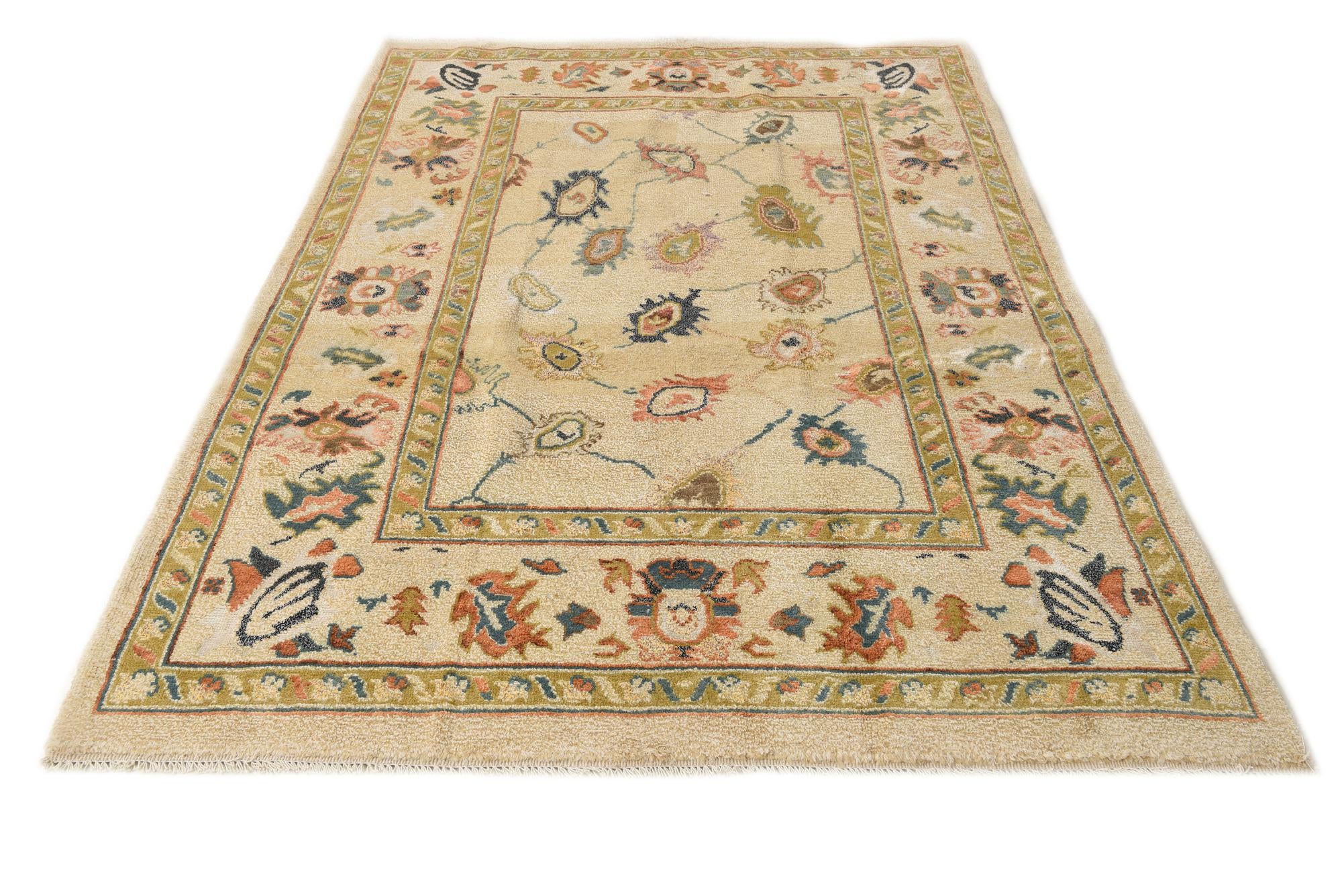 5' 7 x 8' 3 Hand Knotted Oushak Rug