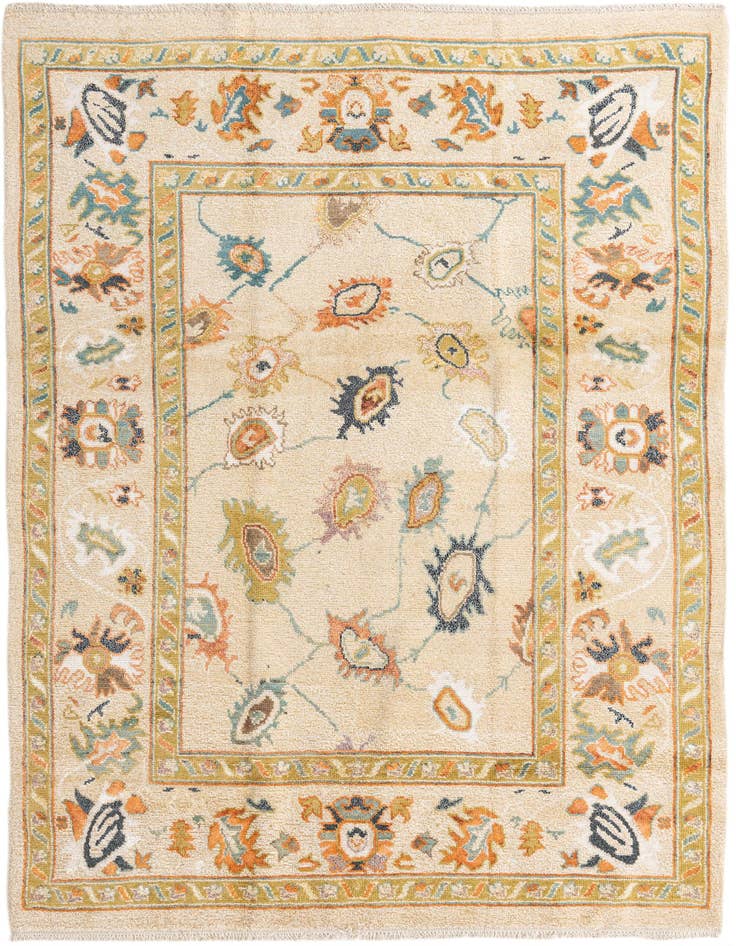 Detail image of 5' 7 x 8' 3 Hand Knotted Oushak Rug