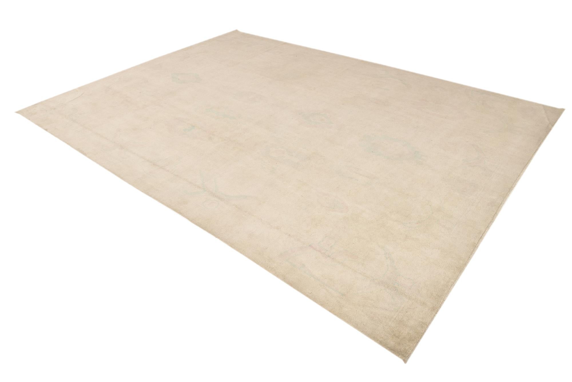 9' 9 x 13' 7 Hand Knotted Oushak Wool Rug