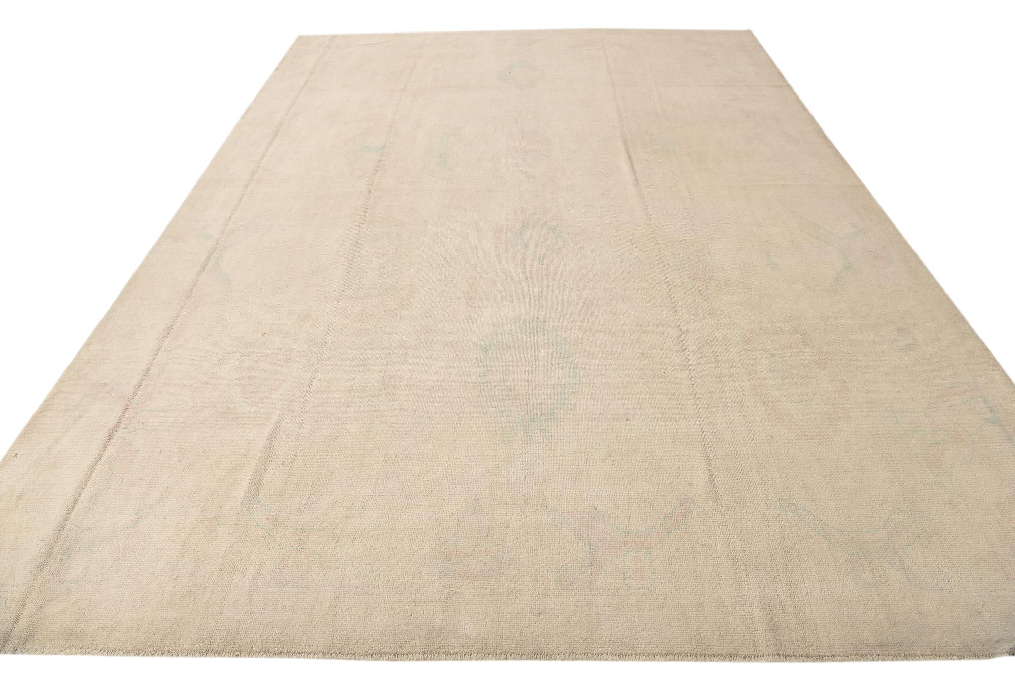 9' 9 x 13' 7 Hand Knotted Oushak Wool Rug