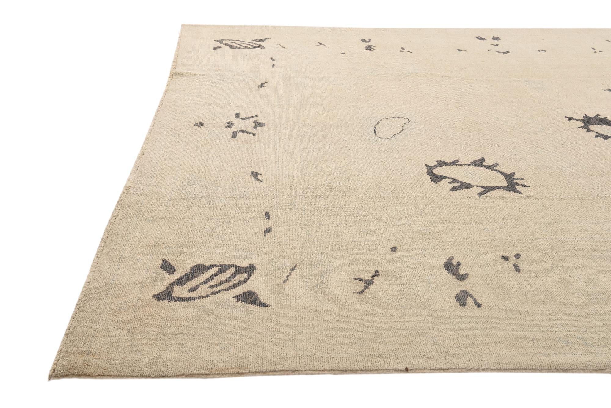9' x 12' Hand Knotted Oushak Wool Rug