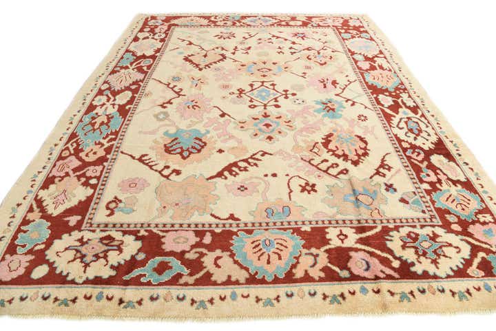 9' 4 x 12' 2 Hand Knotted Oushak Wool Rug