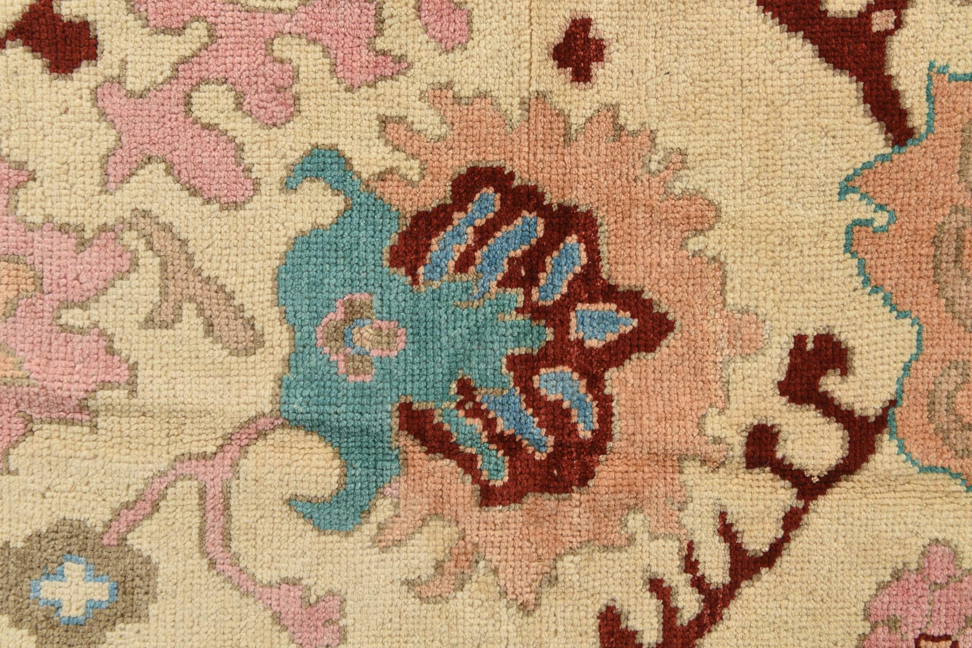 9' 4 x 12' 2 Hand Knotted Oushak Wool Rug
