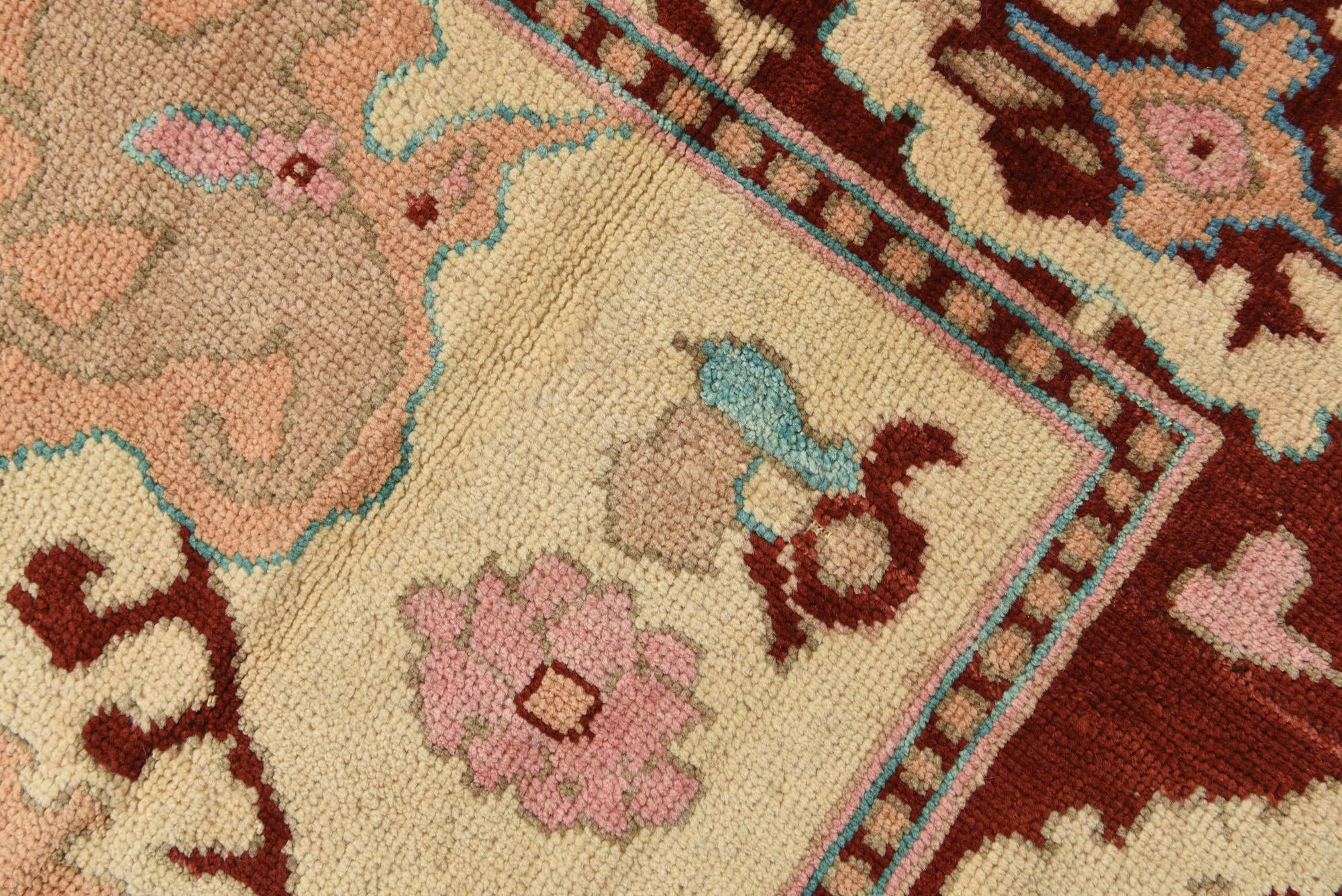 9' 4 x 12' 2 Hand Knotted Oushak Wool Rug