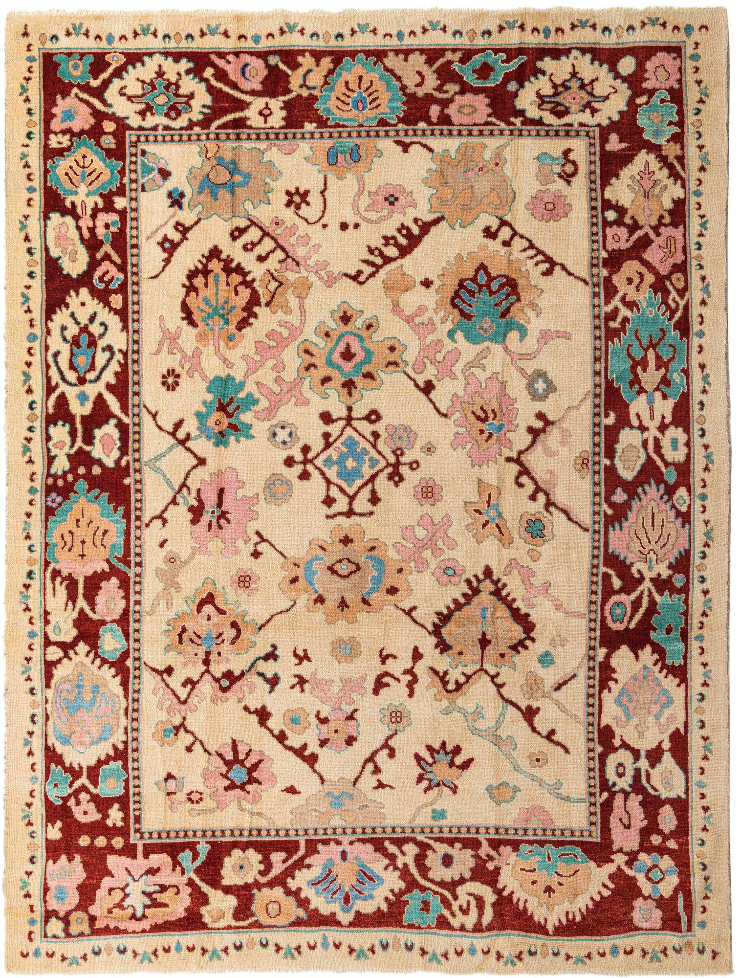 9' 4 x 12' 2 Hand Knotted Oushak Wool Rug