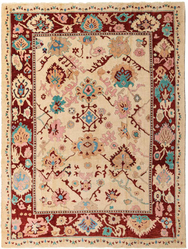 9' 4 x 12' 2 Hand Knotted Oushak Wool Rug