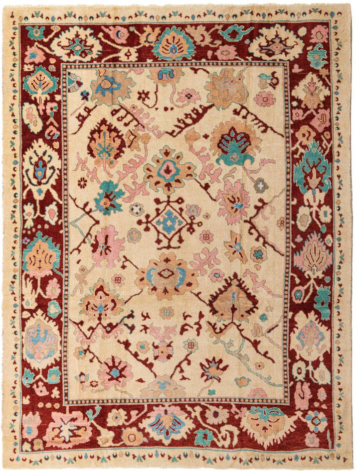 Detail image of 9' 4 x 12' 2 Hand Knotted Oushak Wool Rug