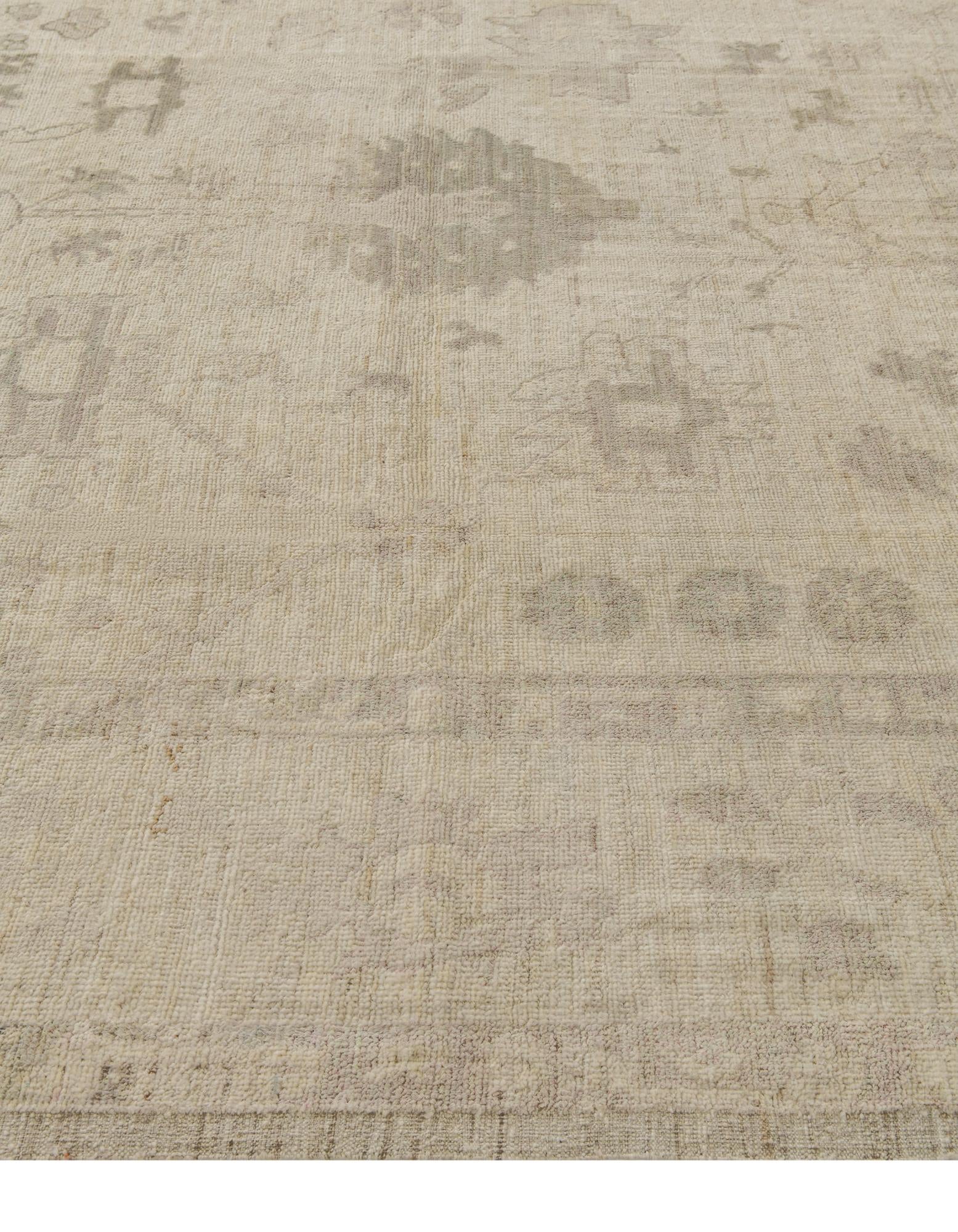 9' 2 x 12' 1 Hand Knotted Oushak Wool Rug