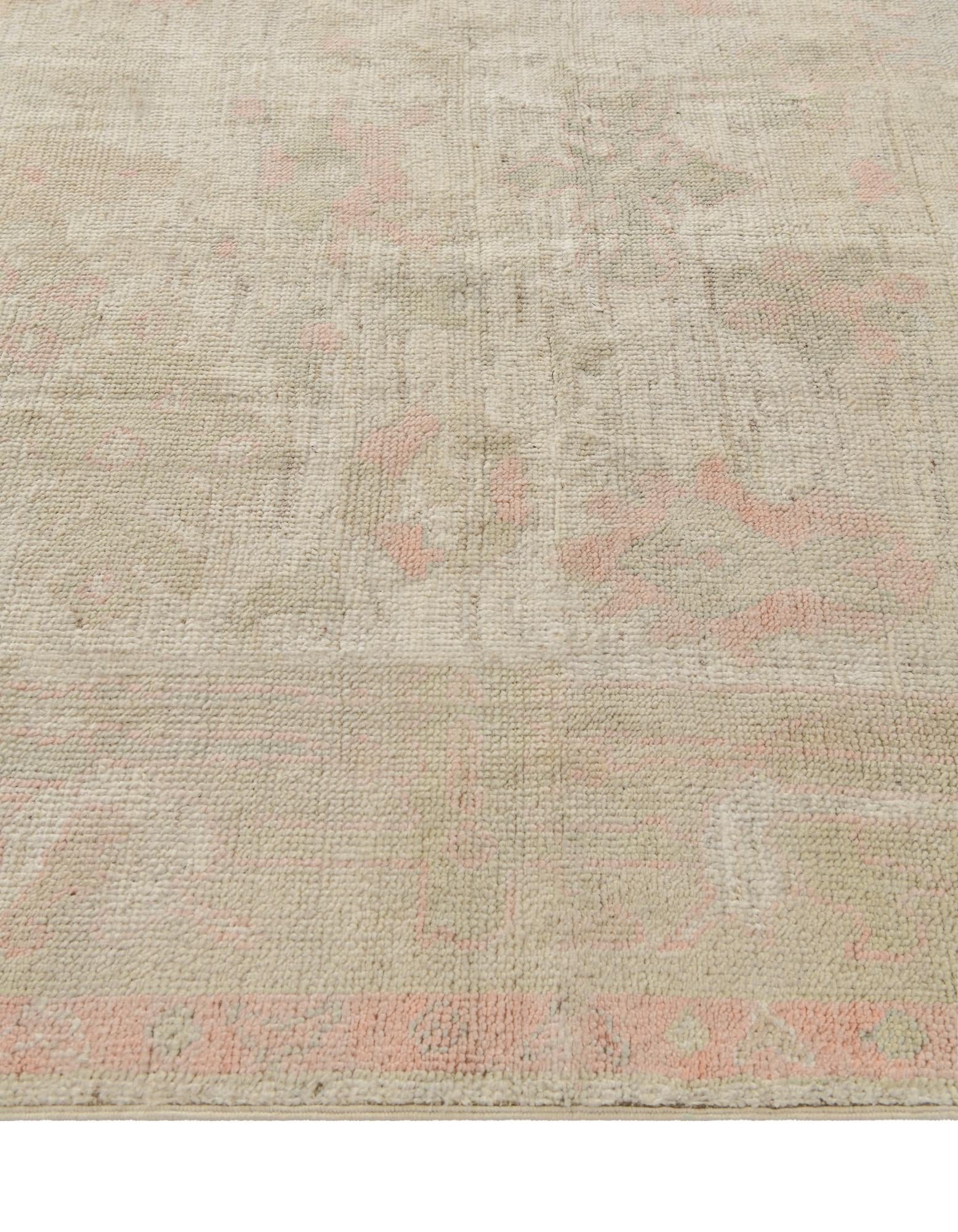 5' 1 x 6' 11 Hand Knotted Oushak Wool Rug
