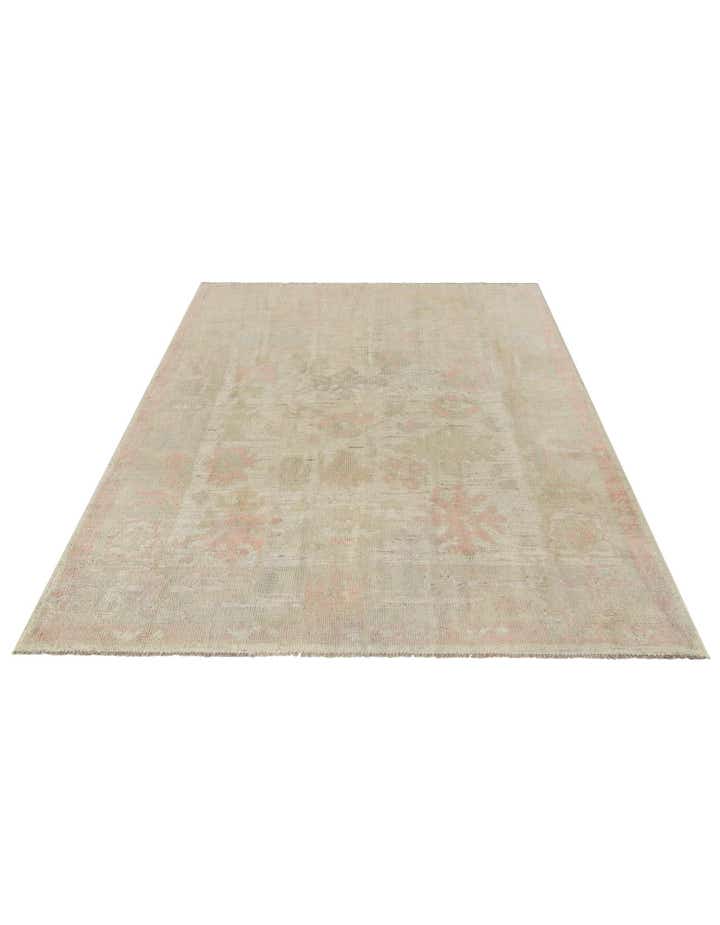 5' 1 x 6' 11 Hand Knotted Oushak Wool Rug