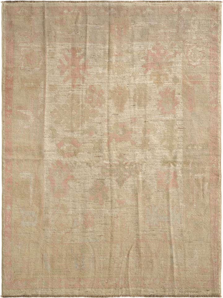 5' 1 x 6' 11 Hand Knotted Oushak Wool Rug