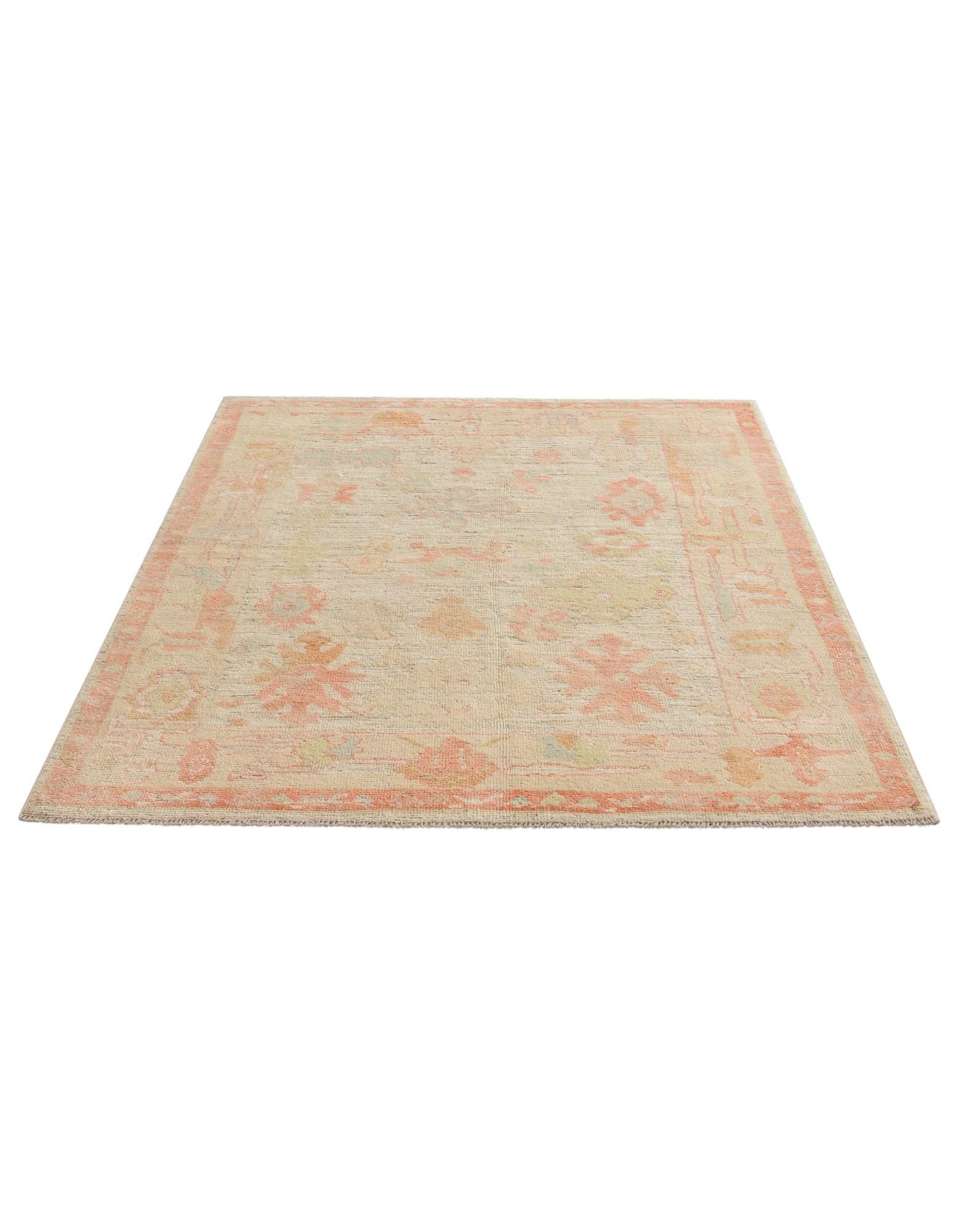 5' 1 x 7' 1 Hand Knotted Oushak Wool Rug