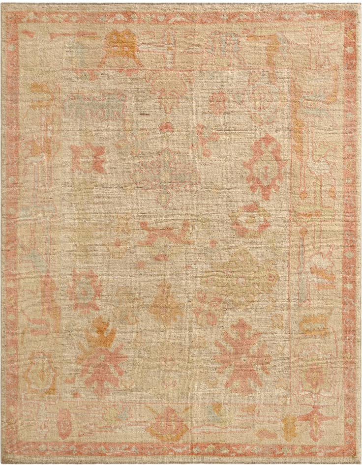 Detail image of 5' 1 x 7' 1 Hand Knotted Oushak Wool Rug