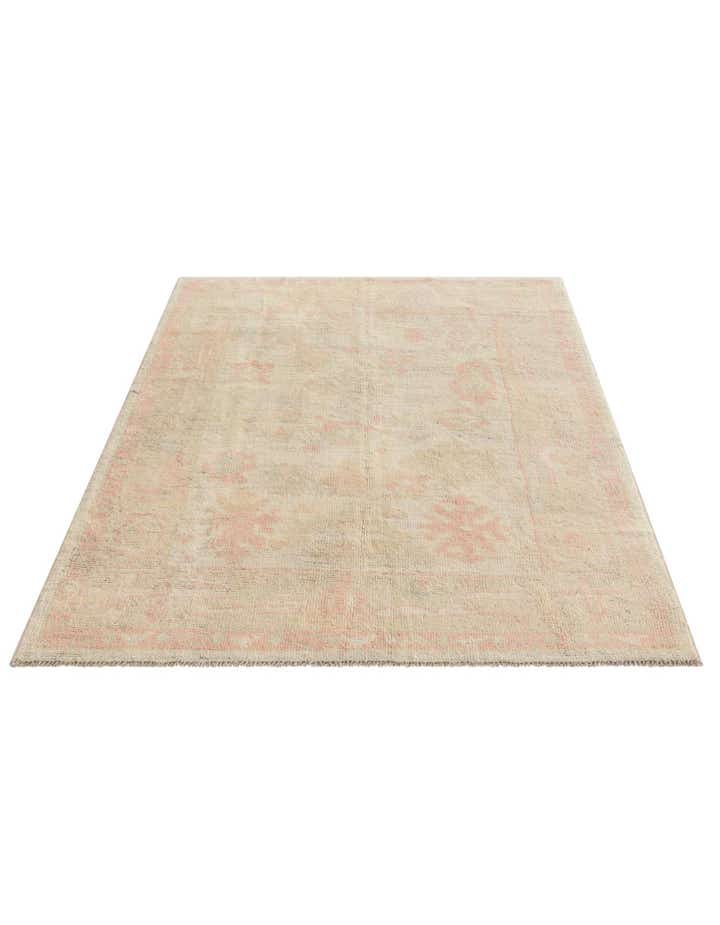 4' 2 x 6' 3 Hand Knotted Oushak Wool Rug