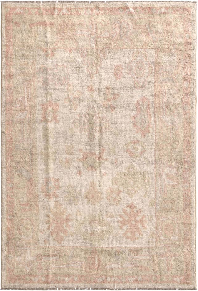 Detail image of 4' 2 x 6' 3 Hand Knotted Oushak Wool Rug