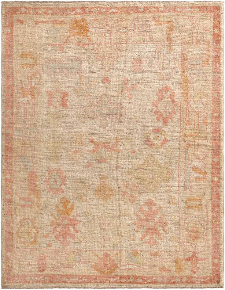Detail image of 4' 4 x 6' 3 Hand Knotted Oushak Wool Rug